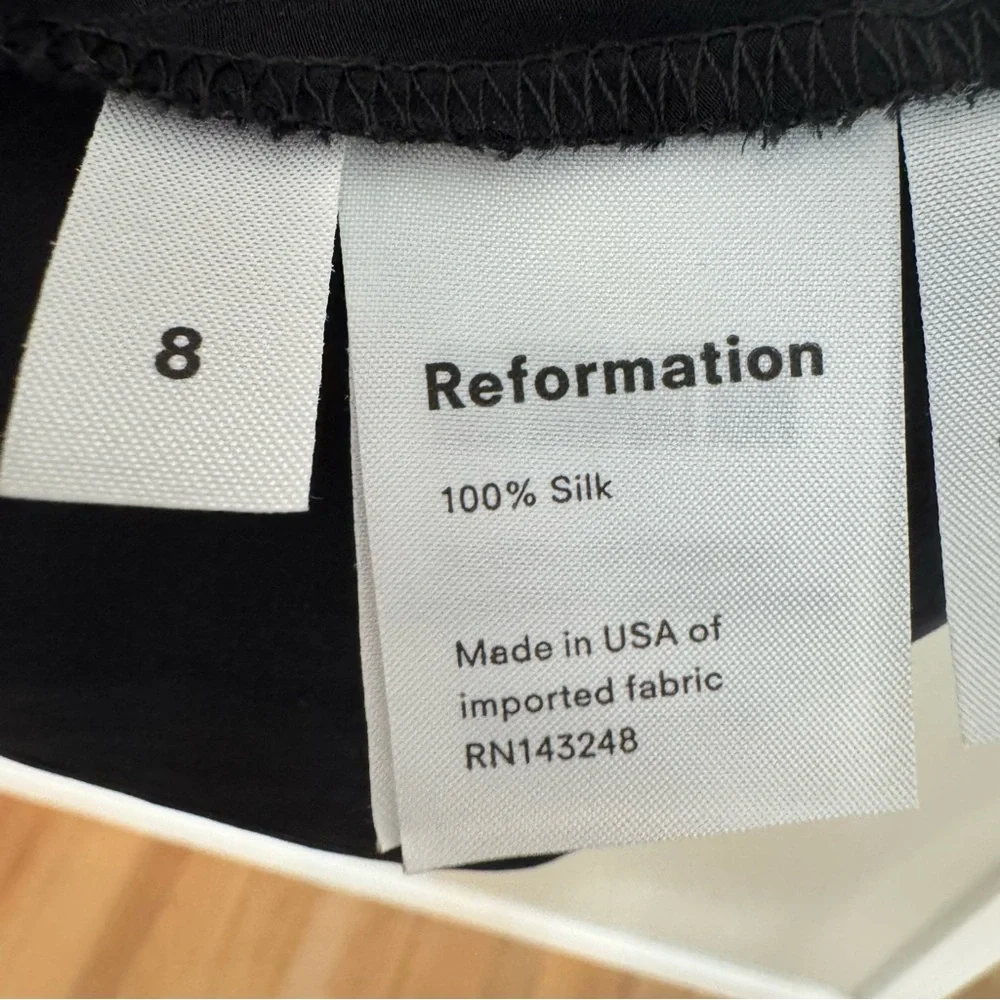 REFORMATION Aura Black Sheer Lace 100% Silk Slip Dress Maxi Size 8 - Picture 4 of 16